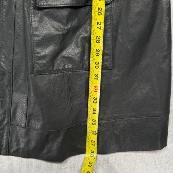 Vintage Jessica London Leather Jacket Black Long Zip Front Plus Size 22 - Picture 12 of 13